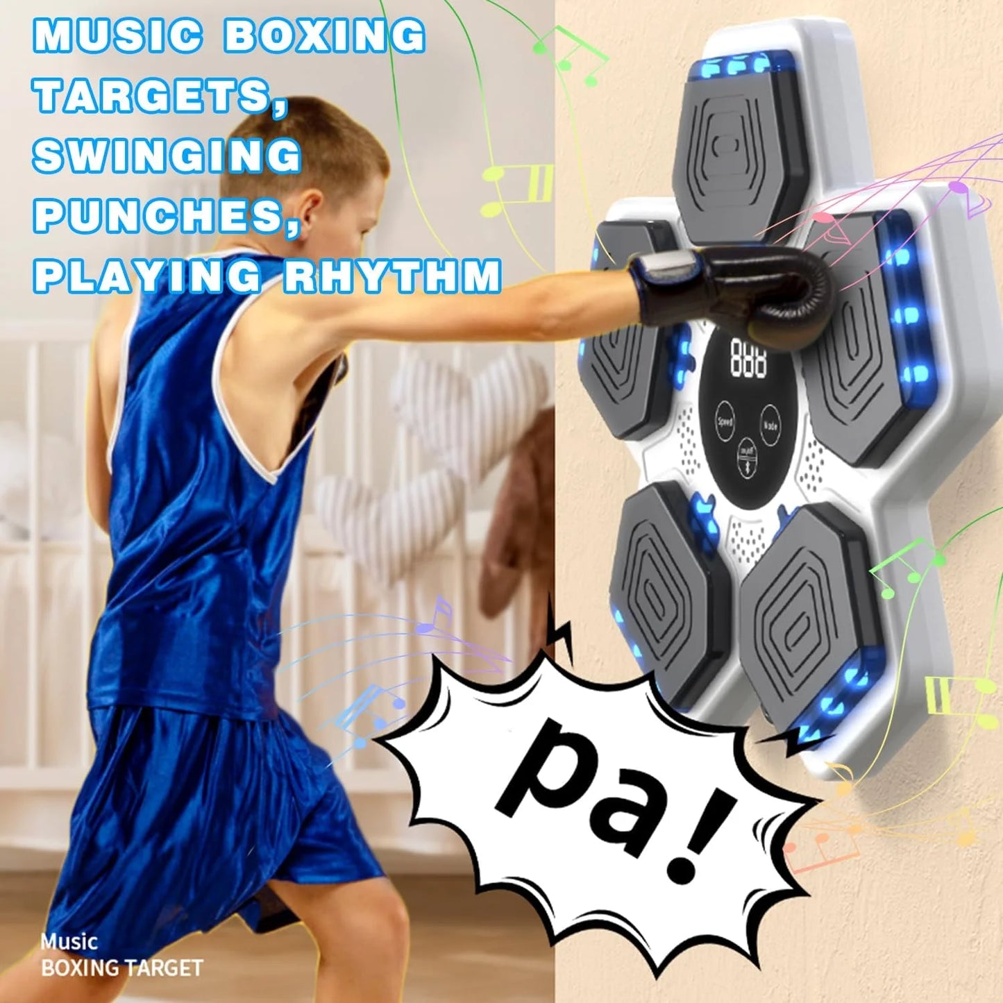 Upgraded Adult Smart Music Boxing Machine, Electronic Boxing Machine with Boxing Gloves, Boxing Music Fitness Machine with Smart Display, Smart Boxing Machine Wall-Mounted for Home Dnd Gym, White
